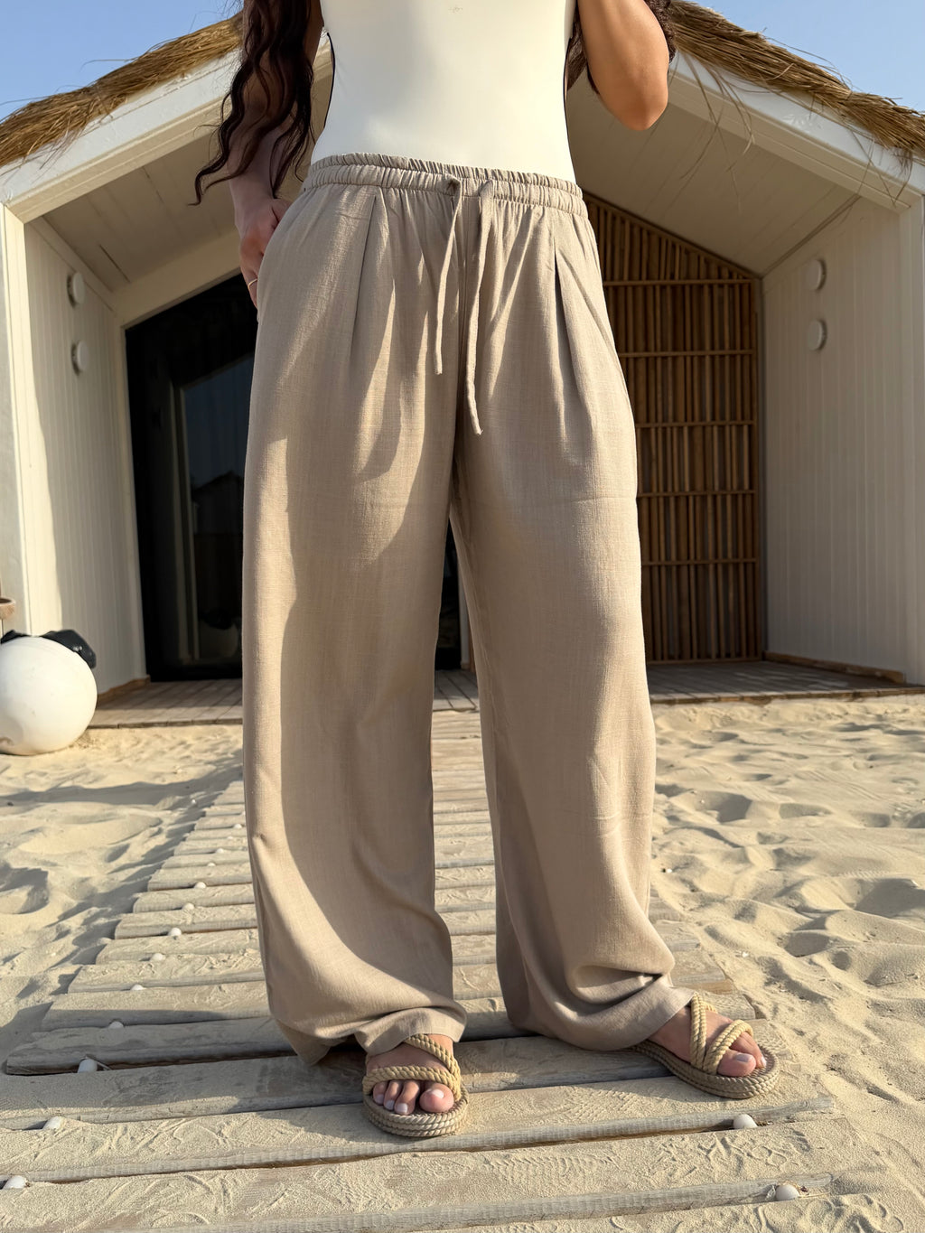 Linen wide leg - Greige