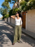 Linen wide leg - olive