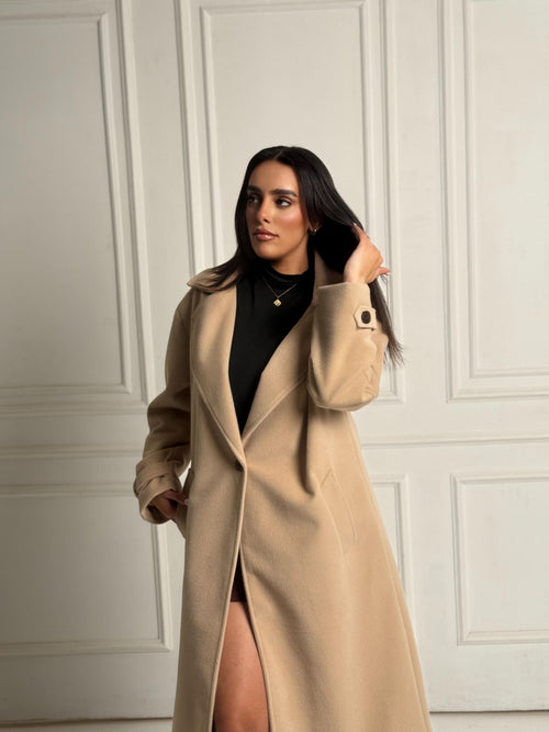 Beige Faux Fur oversized coat