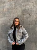 Grey wool cropped jacket