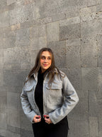 Grey wool cropped jacket