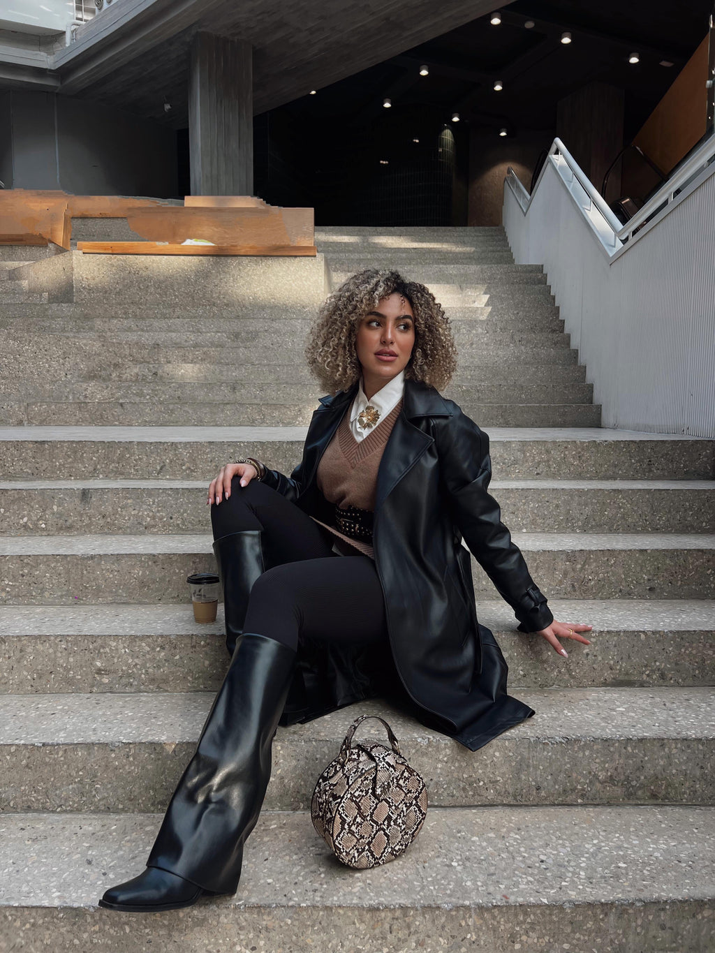 Leather trench coat