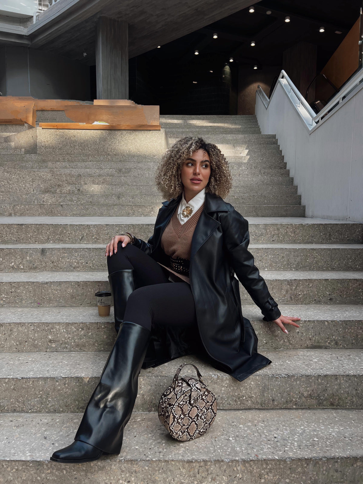 Leather trench coat