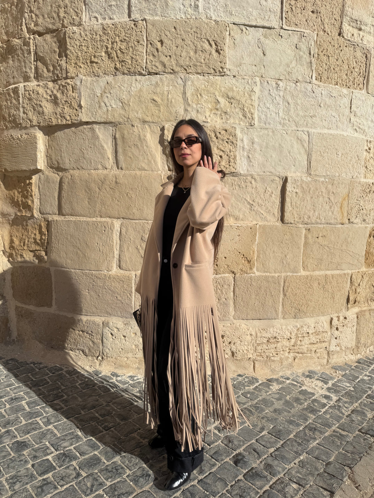 Fur fringes coat