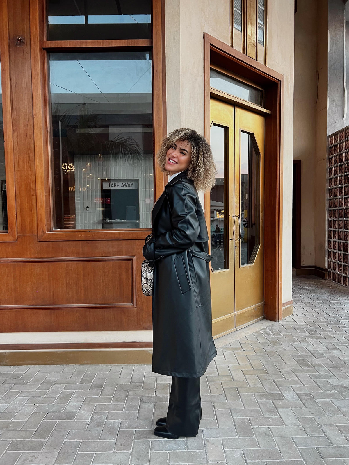 Leather trench coat