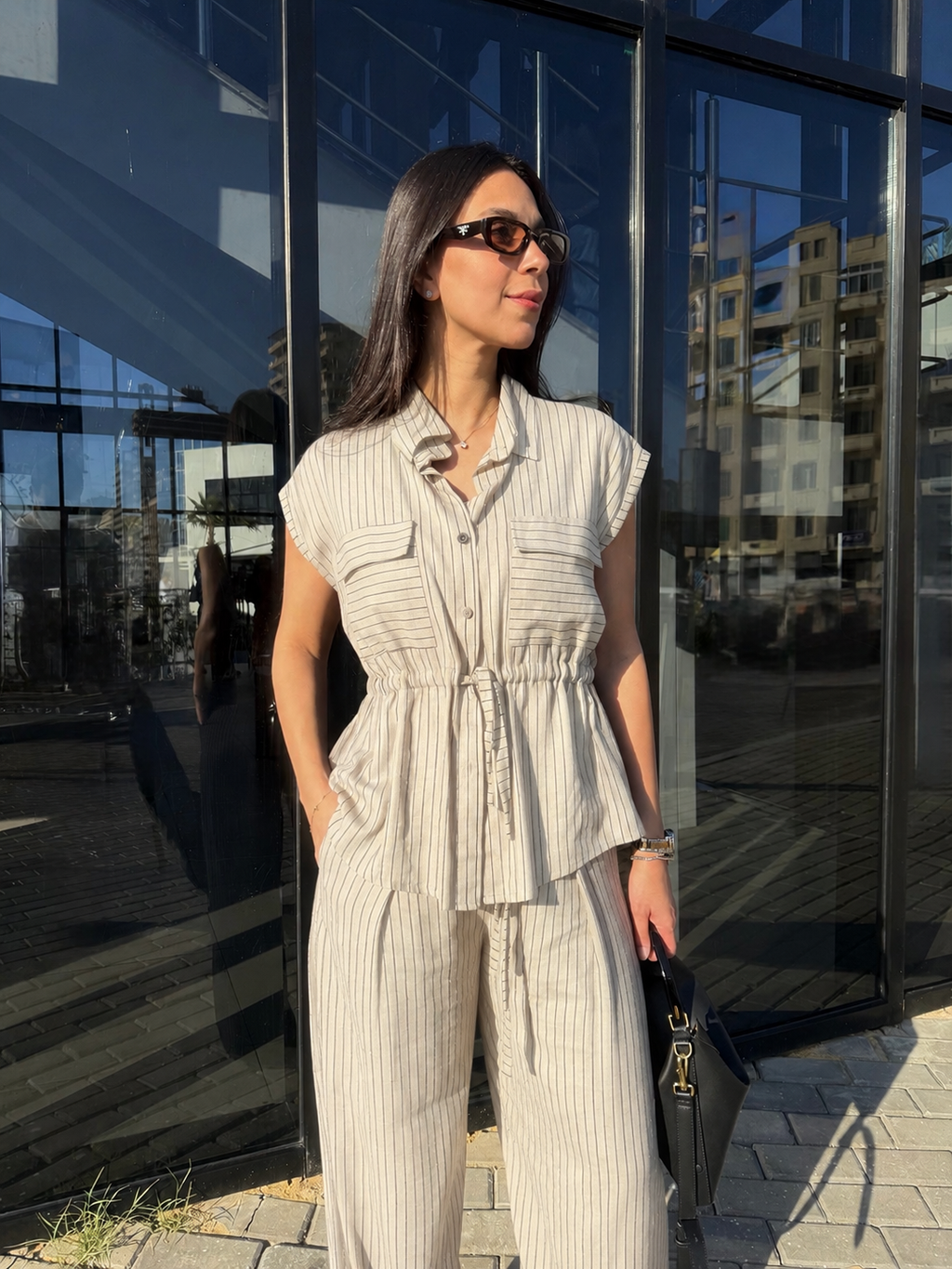 Beige Striped Set