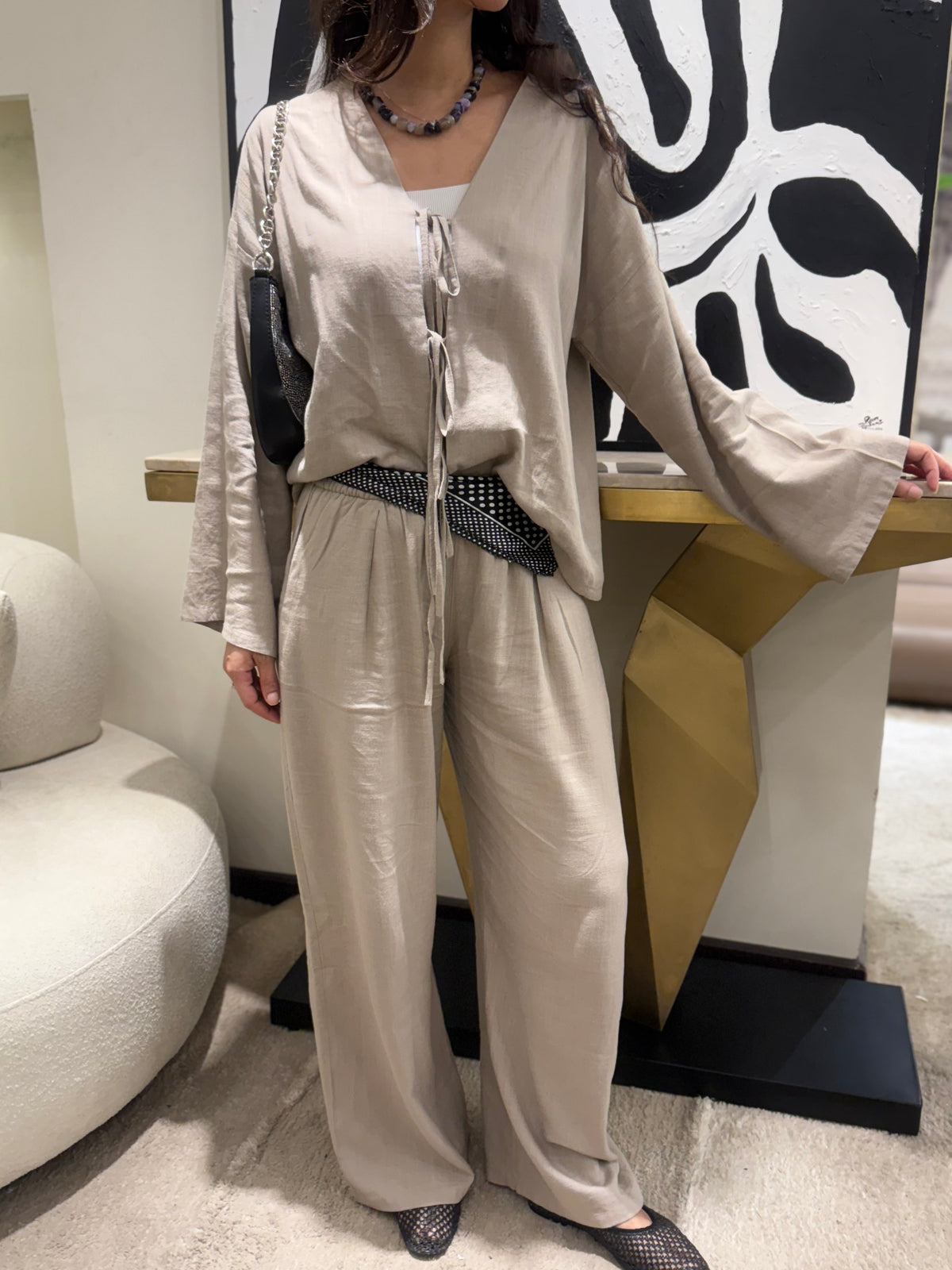 Ribbons Linen Set - Greige