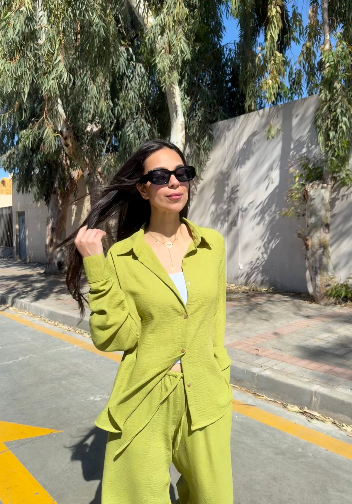 Lime linen set