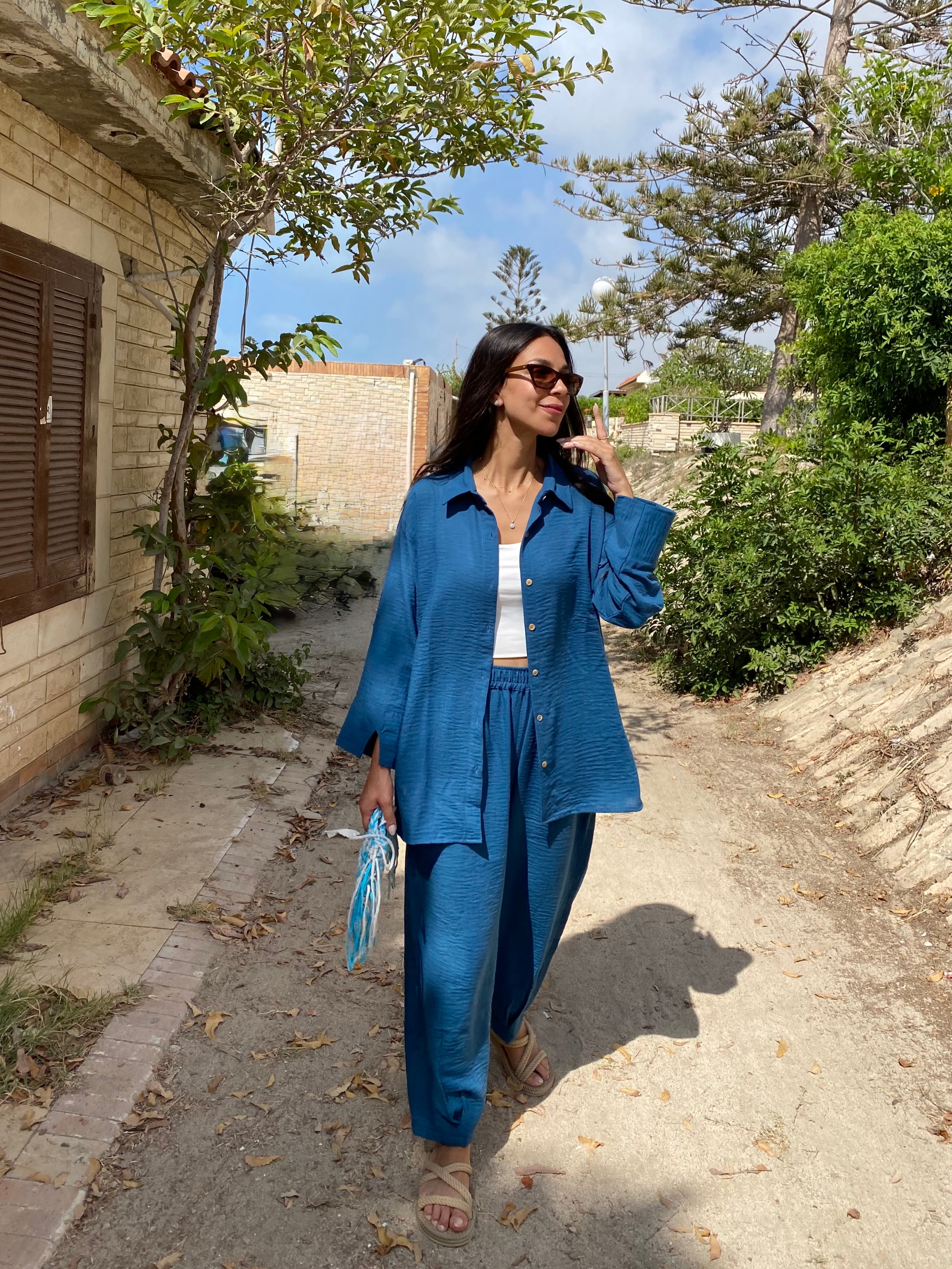 Azure linen set