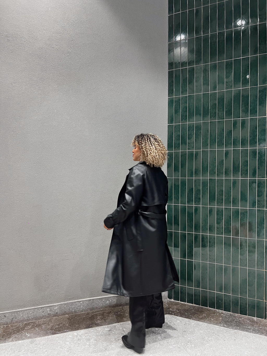 Leather trench coat