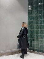 Leather trench coat