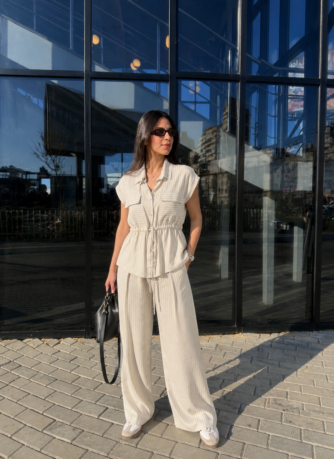 Beige Striped Set