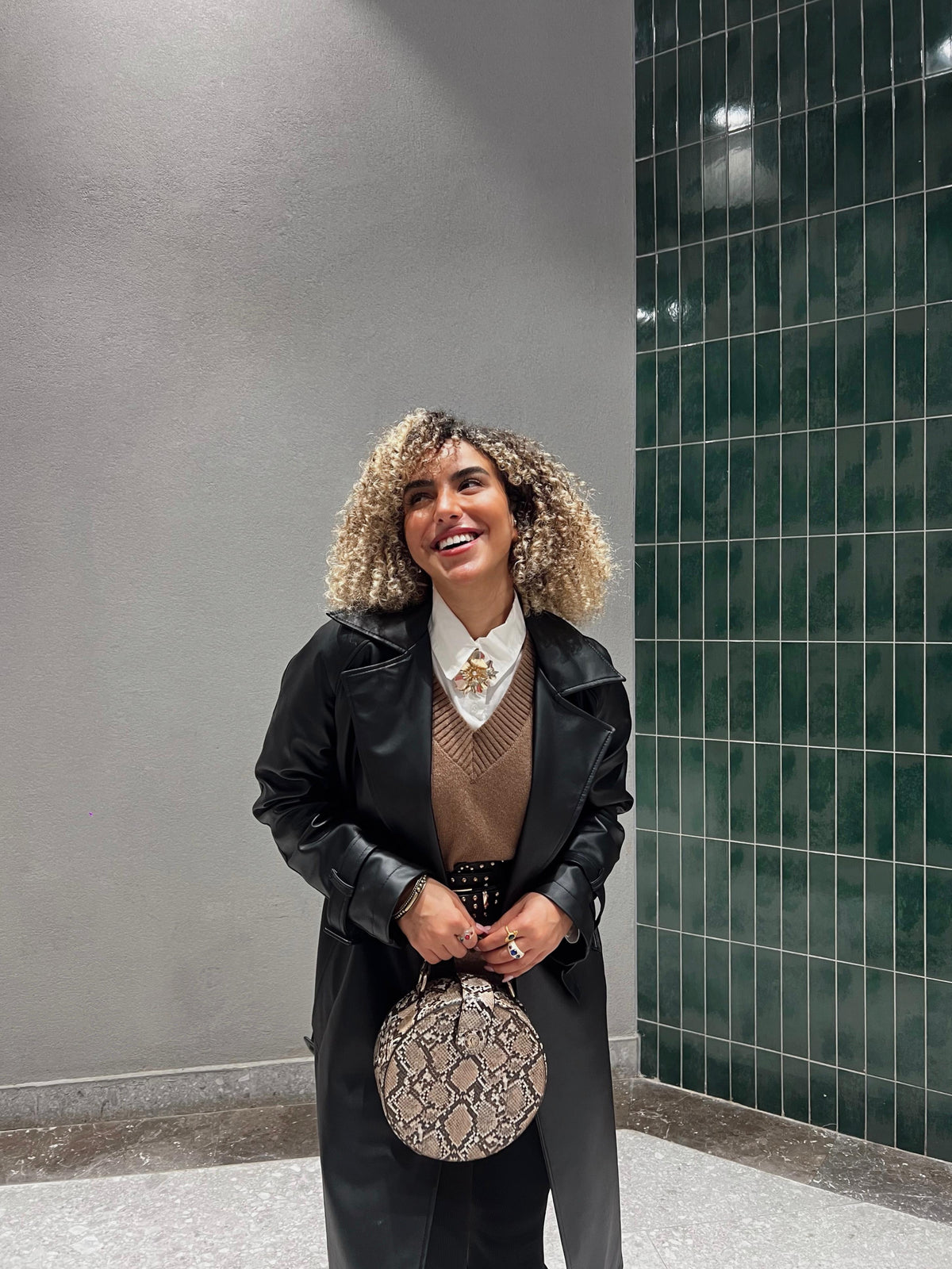 Leather trench coat