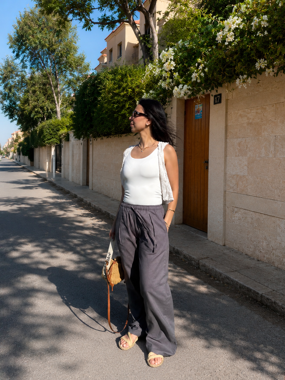 Linen wide leg - Grey