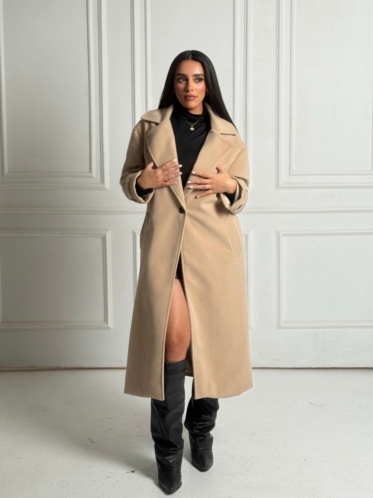 Beige Faux Fur oversized coat