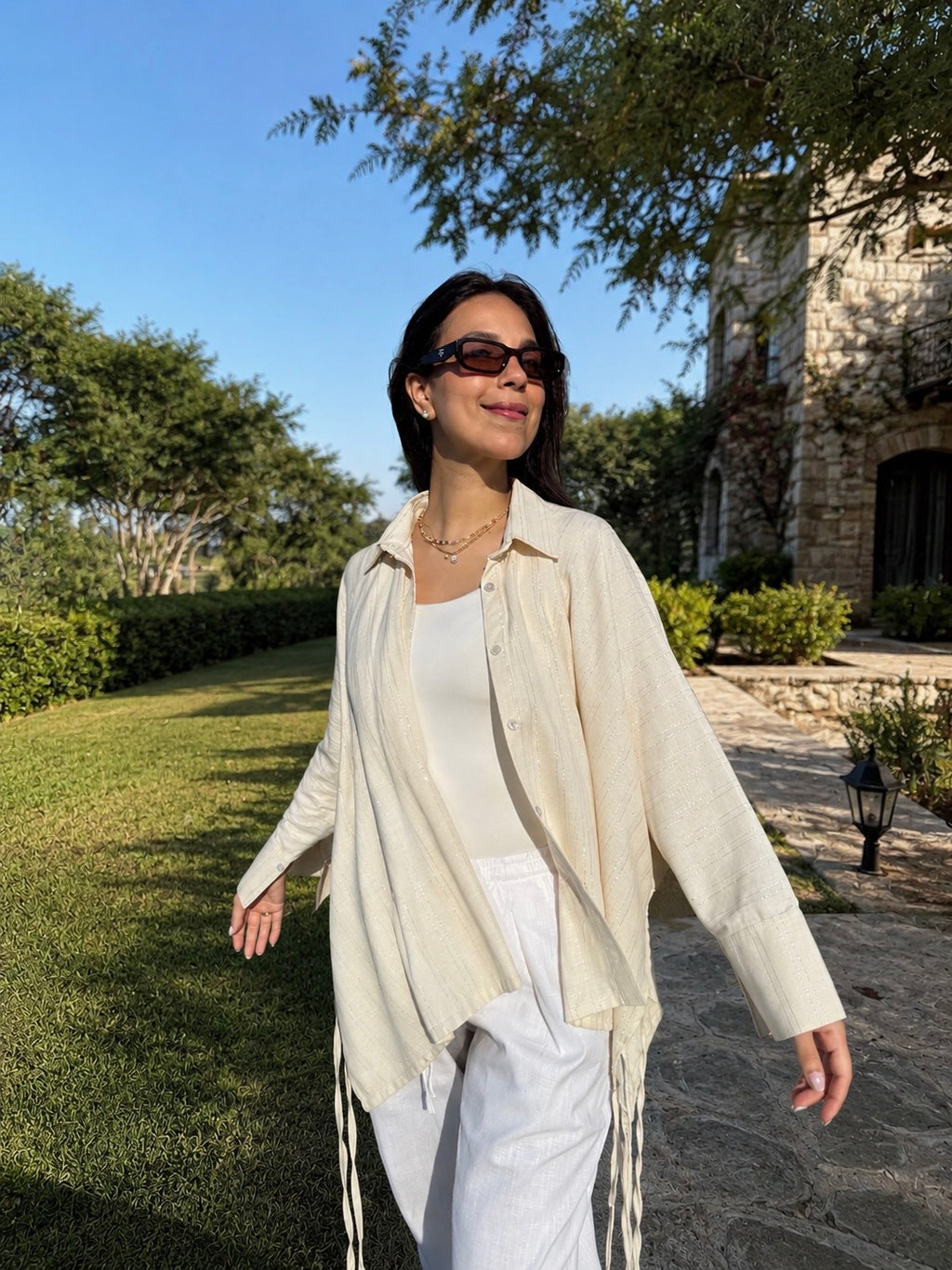 Silver Striped Linen Shirt
