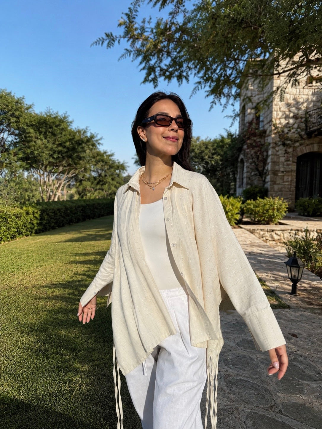 Silver Striped Linen Shirt