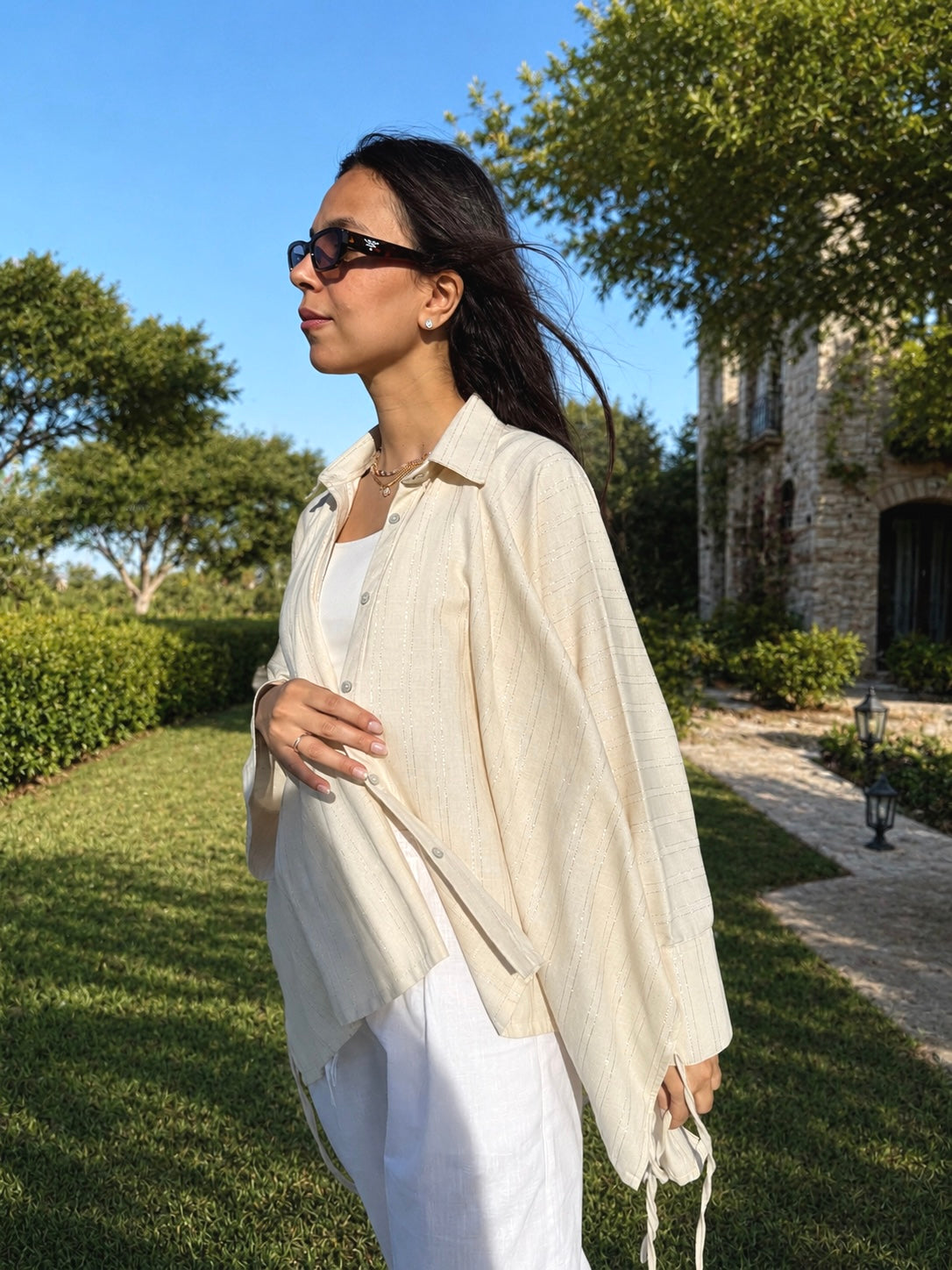 Silver Striped Linen Shirt