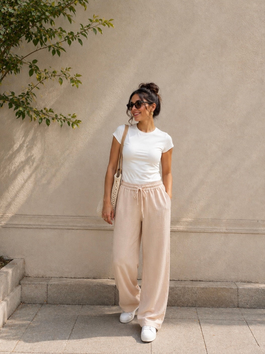 Beige linen pants