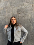 Grey wool cropped jacket