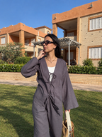 Ribbons Linen Set - Dark grey