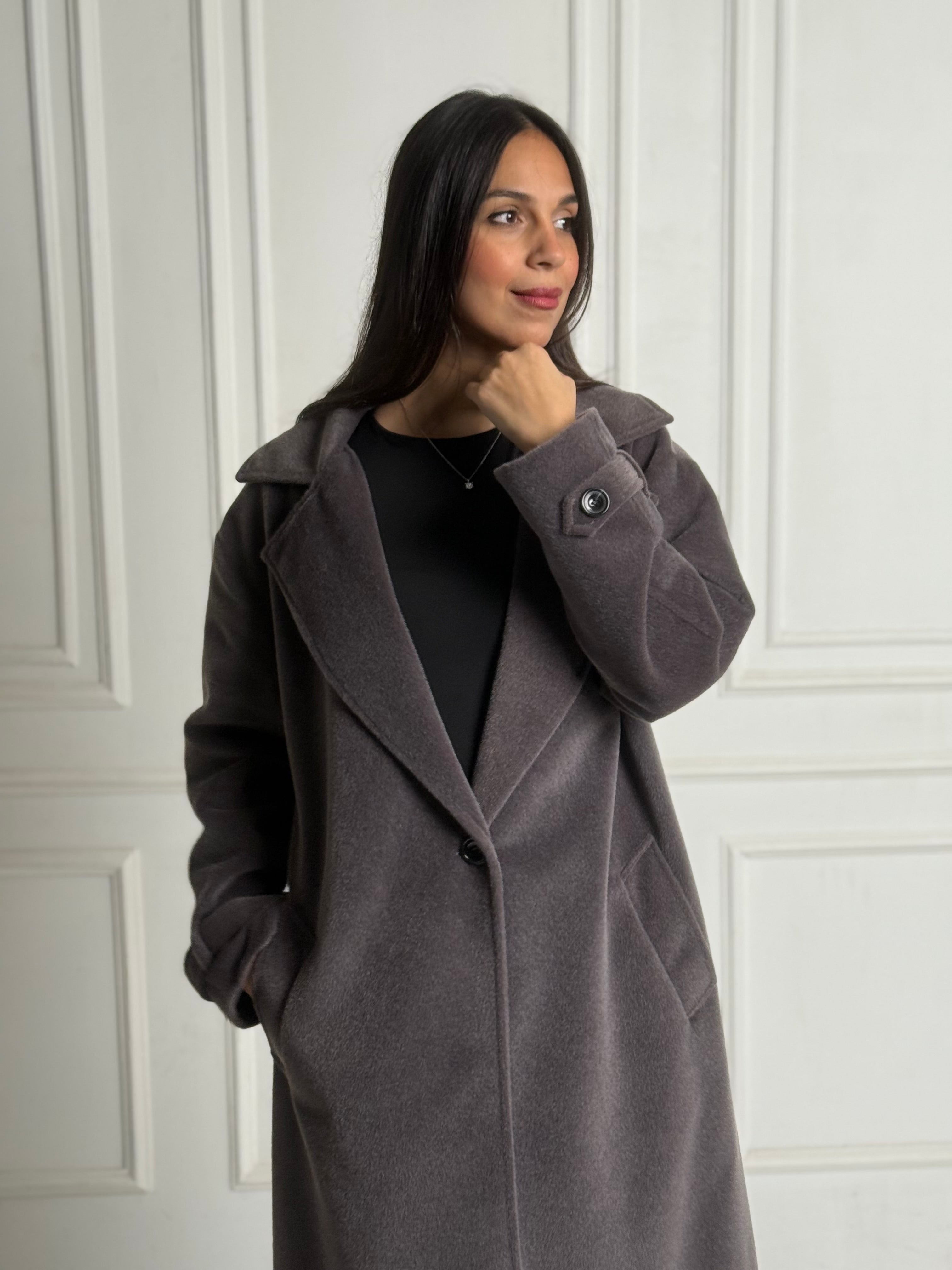 Grey Faux Fur oversized coat