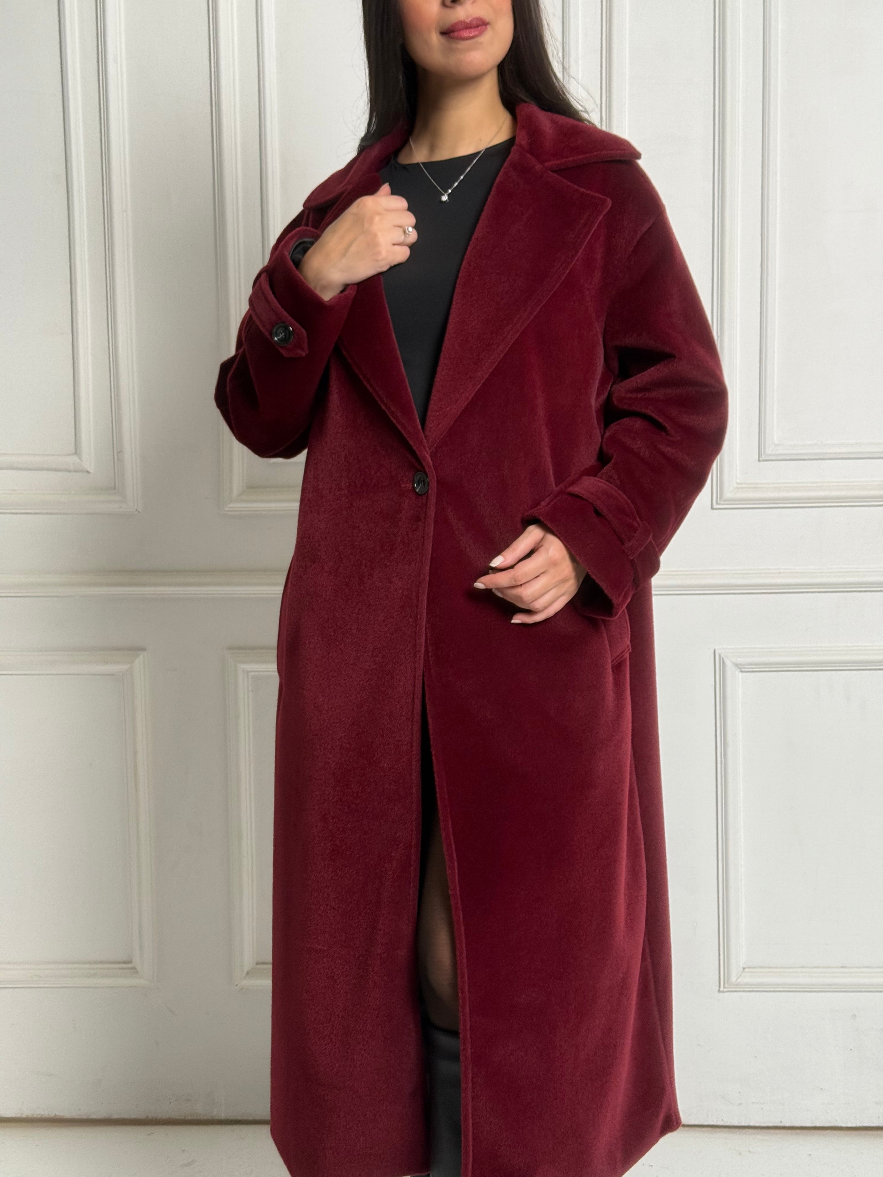 Burgundy Faux Fur Oversized Coat