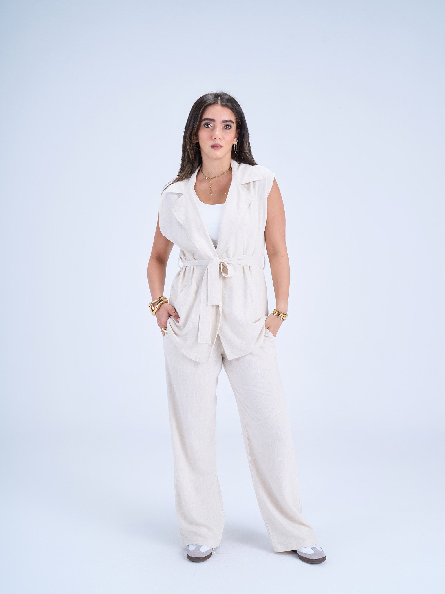 Pure Linen Vest Set