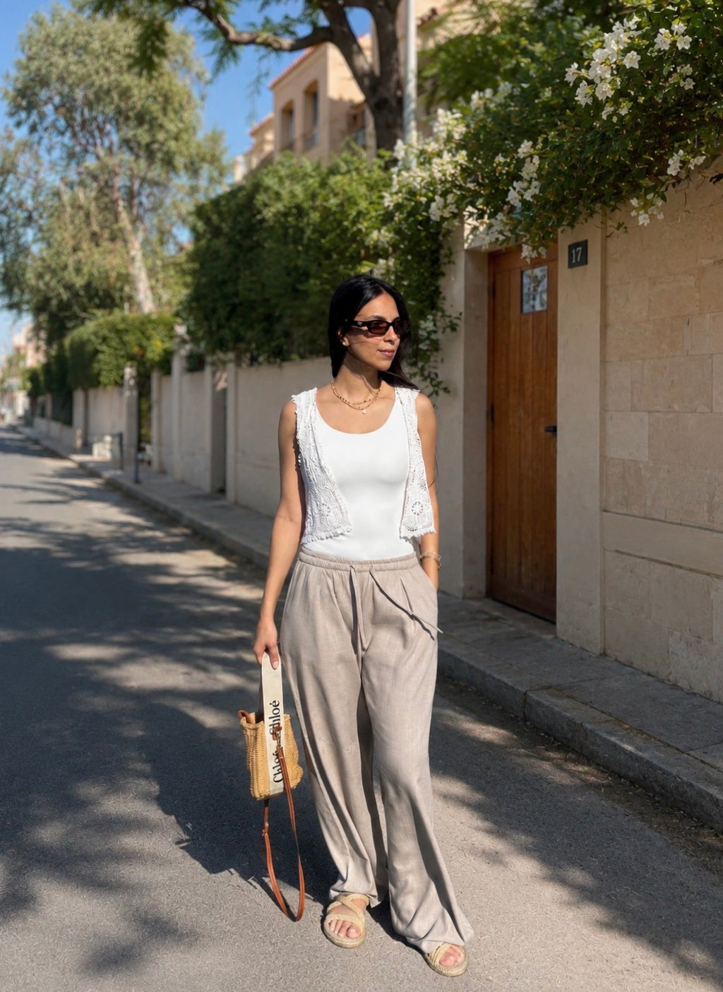 Linen wide leg - Greige