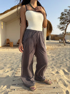 Linen wide leg - Grey