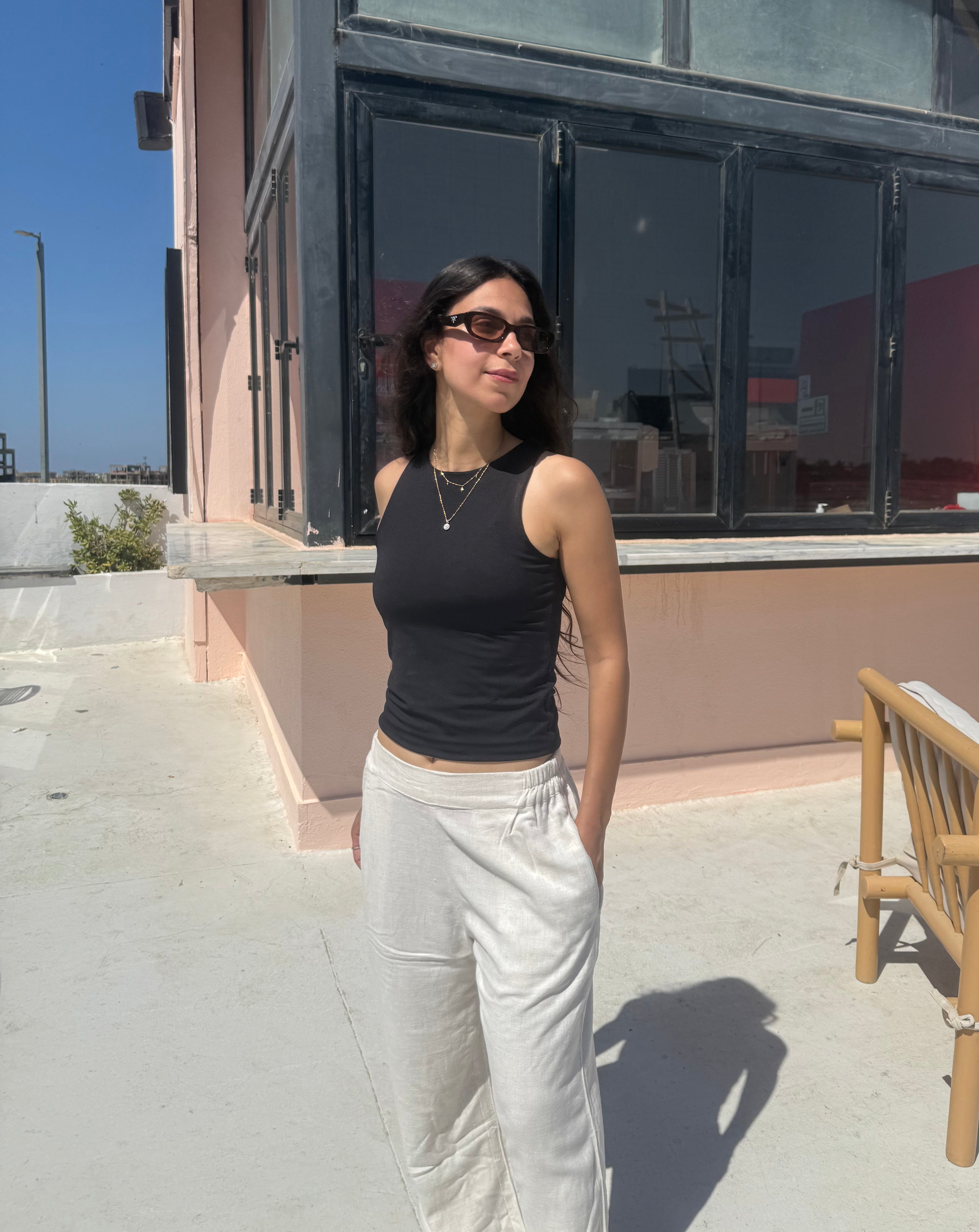 Beige Pure Linen Pants