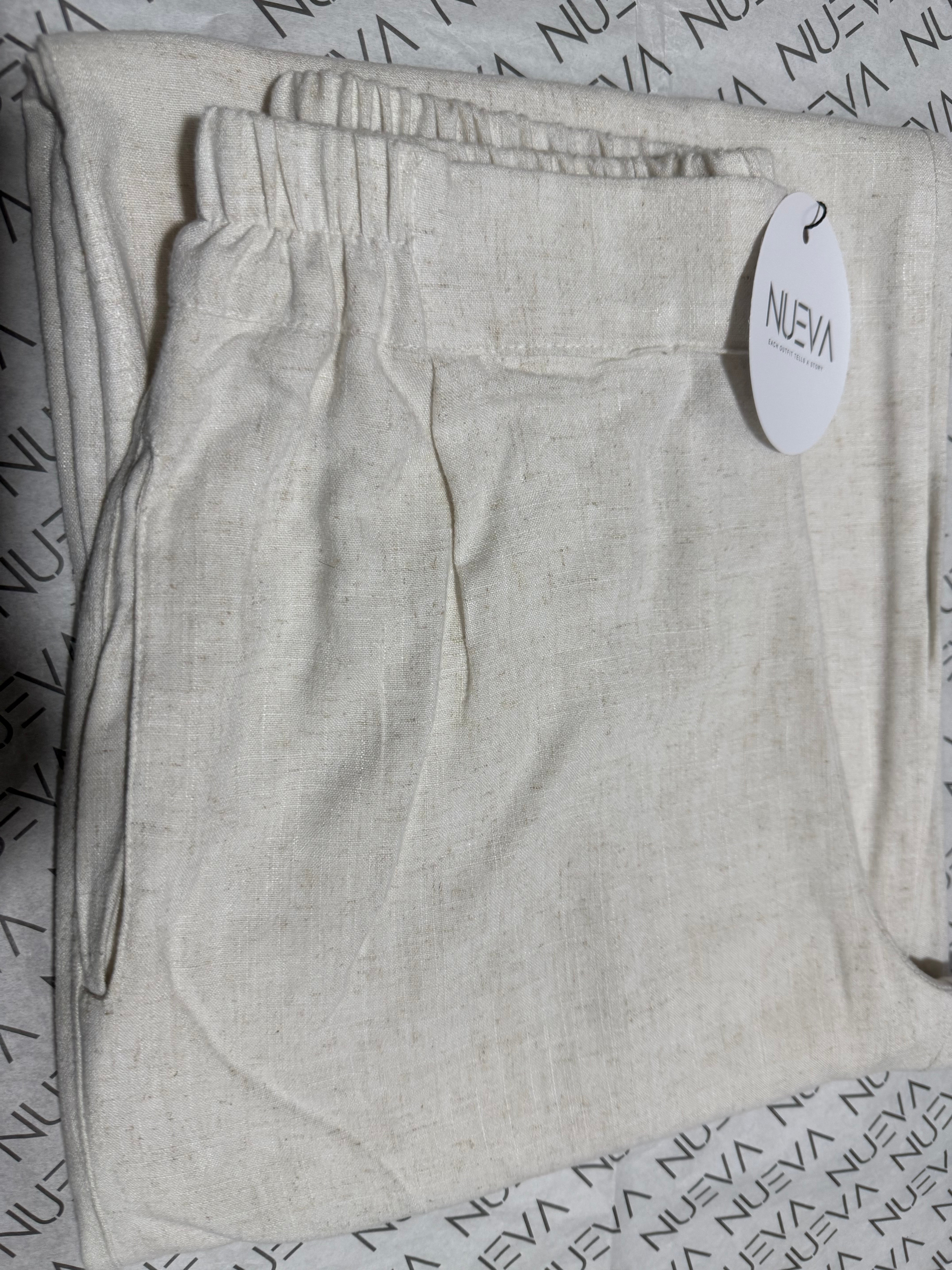 Beige Pure Linen Pants