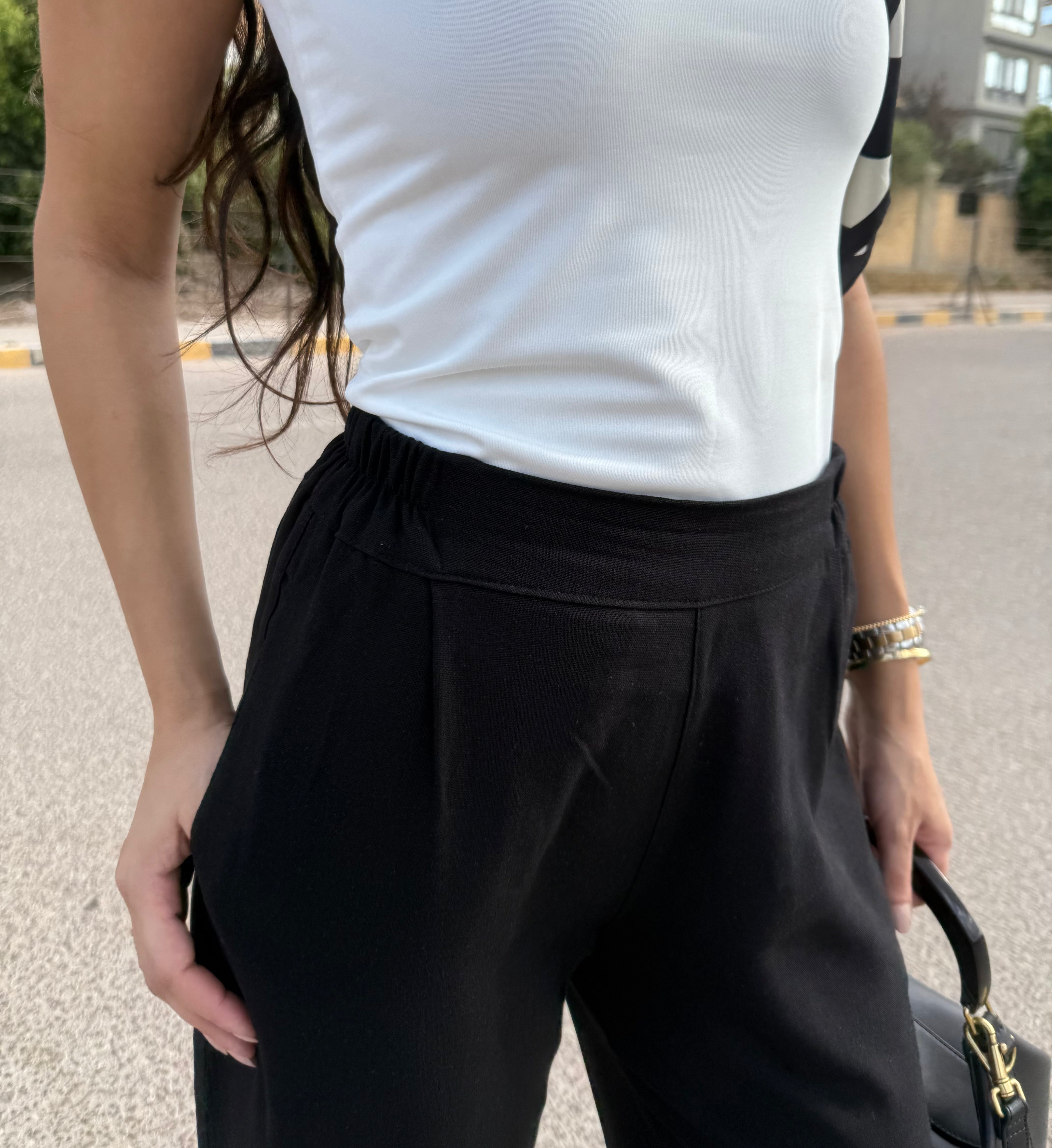 Black Pure Linen Pants